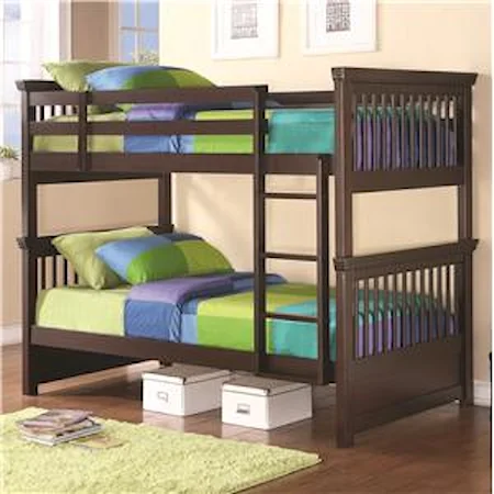 Twin Bunk Bed with Spindle Headboard and Footboard